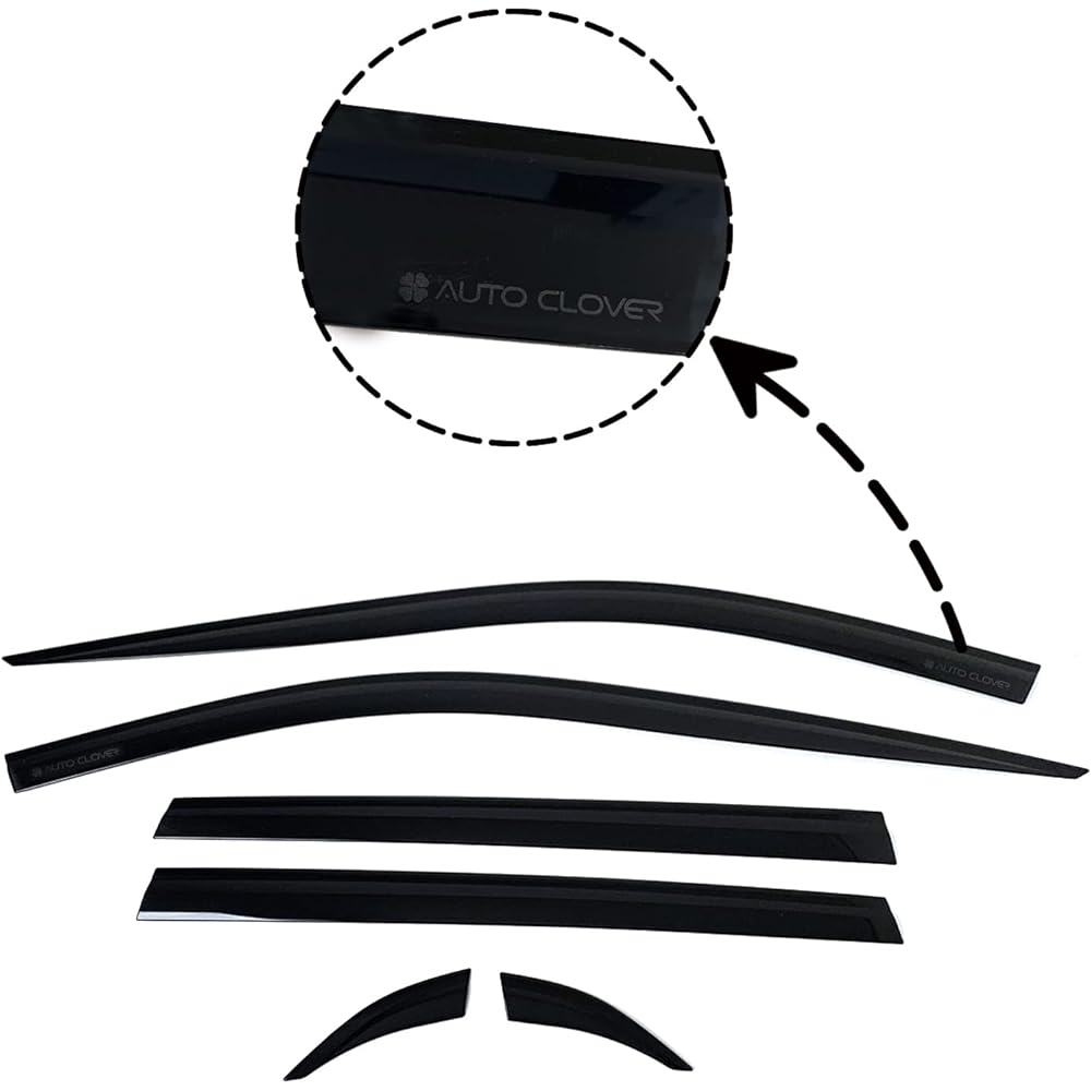 AutoCLOVER Dark Smoke Side Wind Wind Wind Visor 6 Points Set Toyota RAV4 RAV4 2020 2022 2023 / Safe Out Channel Guard Deflet