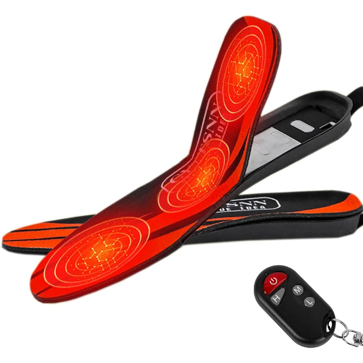 VIGOUROUS Electric Heating Insole, USB Rechargeable, Wireless, Full Foot Heating Type, 3 Heating Zones, 3 Heating Zones, 3 Levels of Temperature Control, 4-9 Hours of Continuous Heat Retention, 3,900