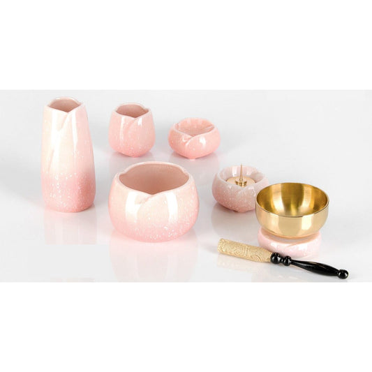 Ceramic Yawaragi Sakura 5-piece set 3.0 cm + exclusive rinsing set 2.3 cm