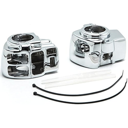 Krator CSH008 Switch Housing Cover Kit (Chrome Handlebar for Harley-Davidson Road Glide FLTR/I)