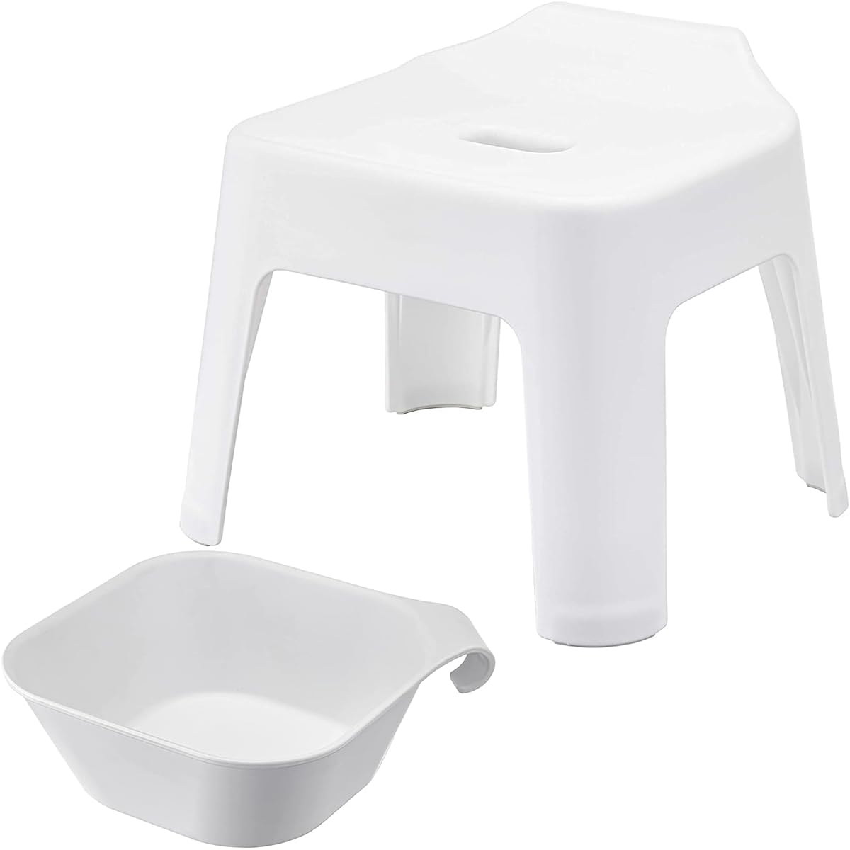 Yamazaki Jitsugyo Hanging Bath Chair Seat Height 25cm + Magnet & Hanging Bathtub [Set of 2] Tower Bathroom Floating Storage White 5383 5378