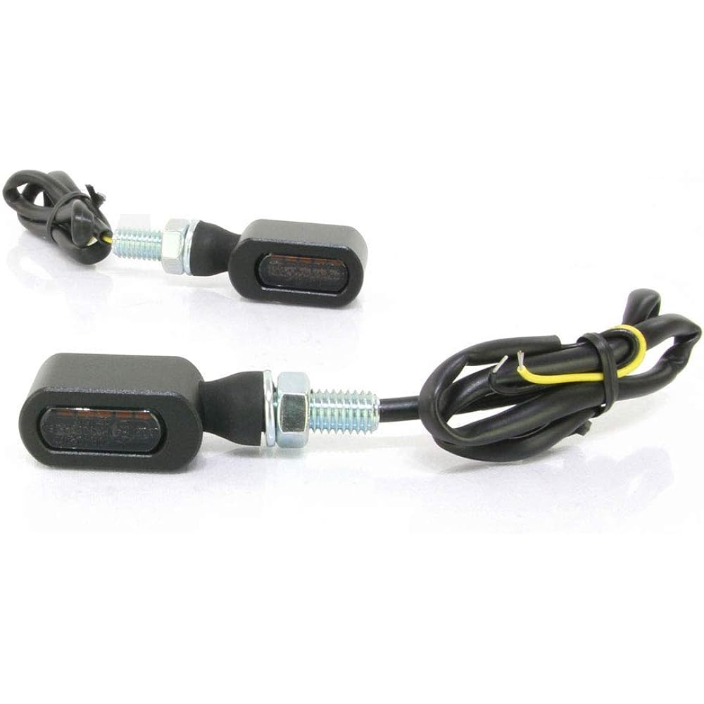 Ultra-compact Micro Mini LED Turn Signal Black Body Smoke Lens Vehicle Inspection Compatible Set of 2 Orange/Amber Emission