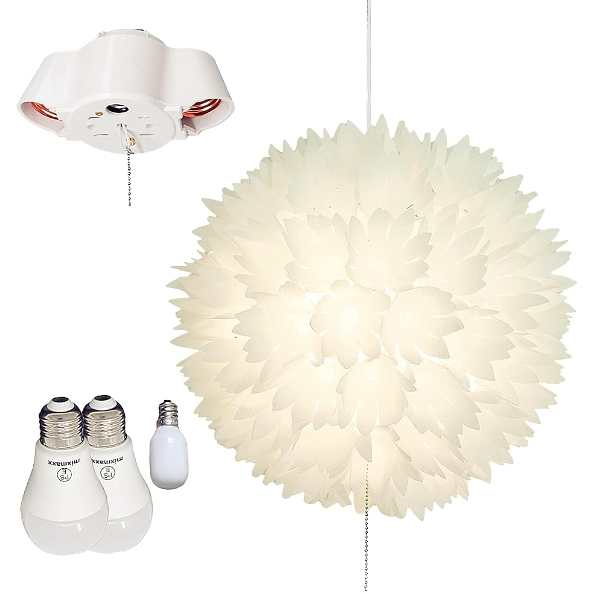 Japanese Style Pendant Light, Stylish Hanging Light, Scandinavian Ceiling Light Fixture E26 with LED Bulb, Living Room, Dining Room, Japanese Room Lighting, Night Light Included, Comes with a Pull Switch