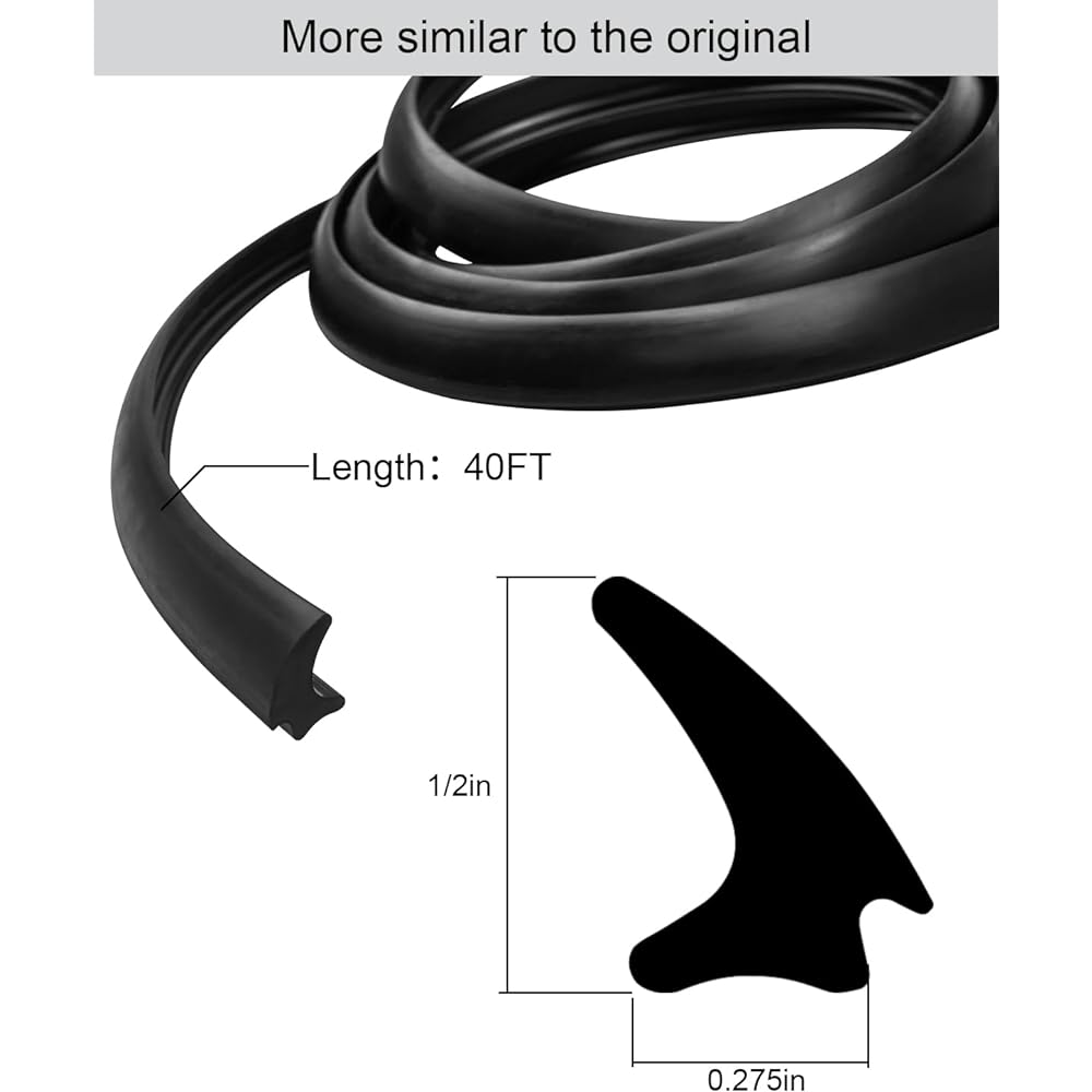 TIKSCIENCE RV RV Window rubber Weather resistance Seal Strip Fixed Window Glass Edge Seal Rubber Window Rock Gocket Boat RV Camping Car Wind Wind Window 40 feet