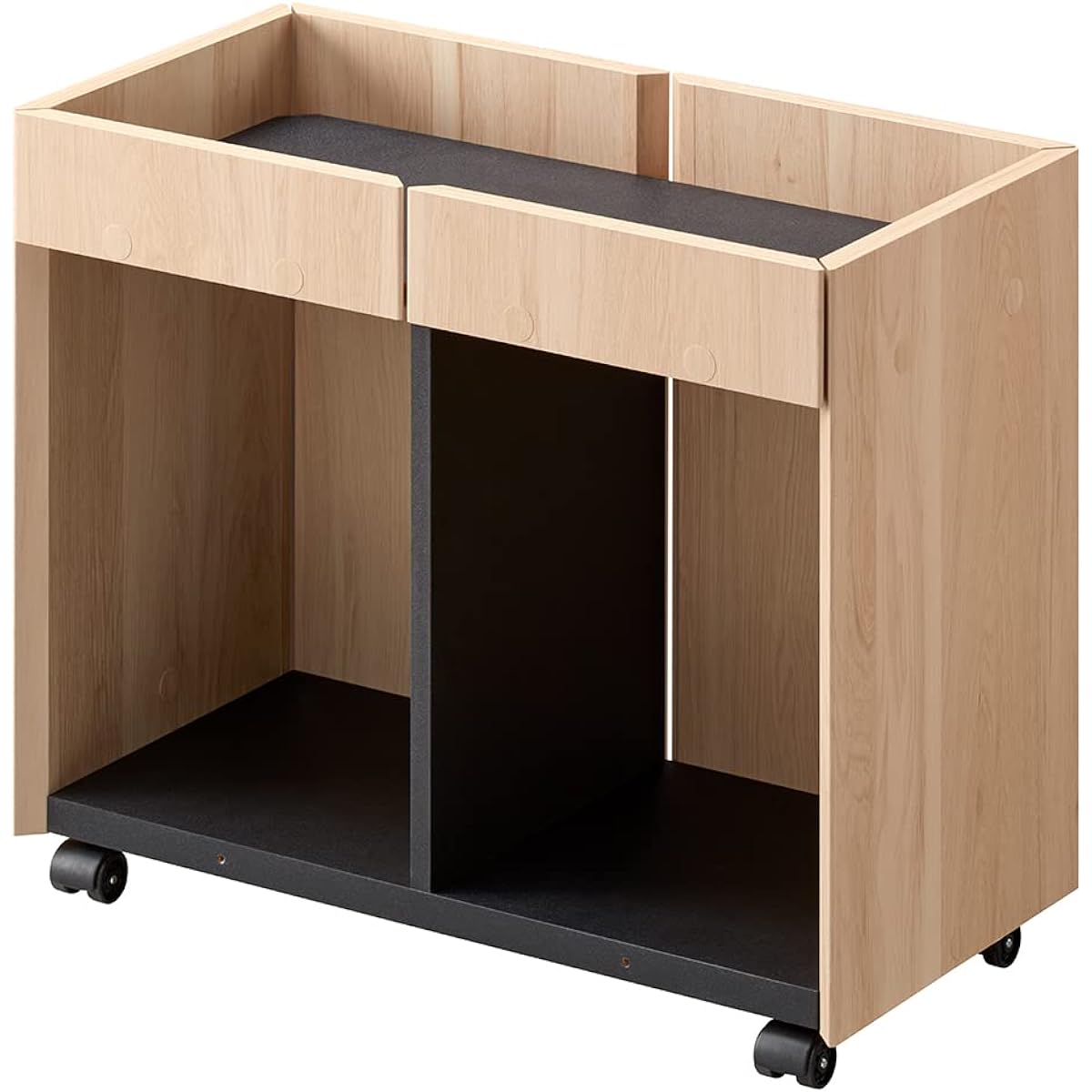 Asahi Wood Processing Under-Desk Storage Work Point Office Wagon Double Size Width 59.4cm Depth 30.1cm Height 50.2cm Natural Compatible with A4 Files Comes with Casters WPM-5060DE-NA