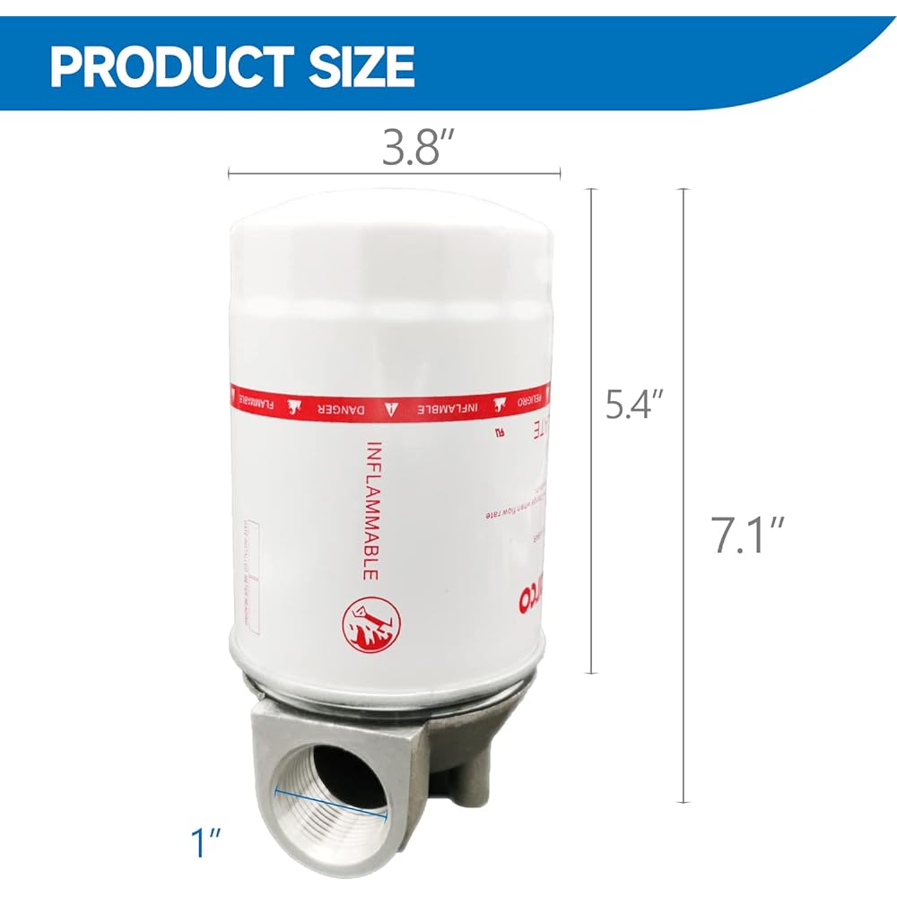 TUNTROL 1 inch NPT Aluminum High Flow Fuel Filter 30 Micron Spin Ogtrage Style Style Mobile and fixed fuel pump tank boat