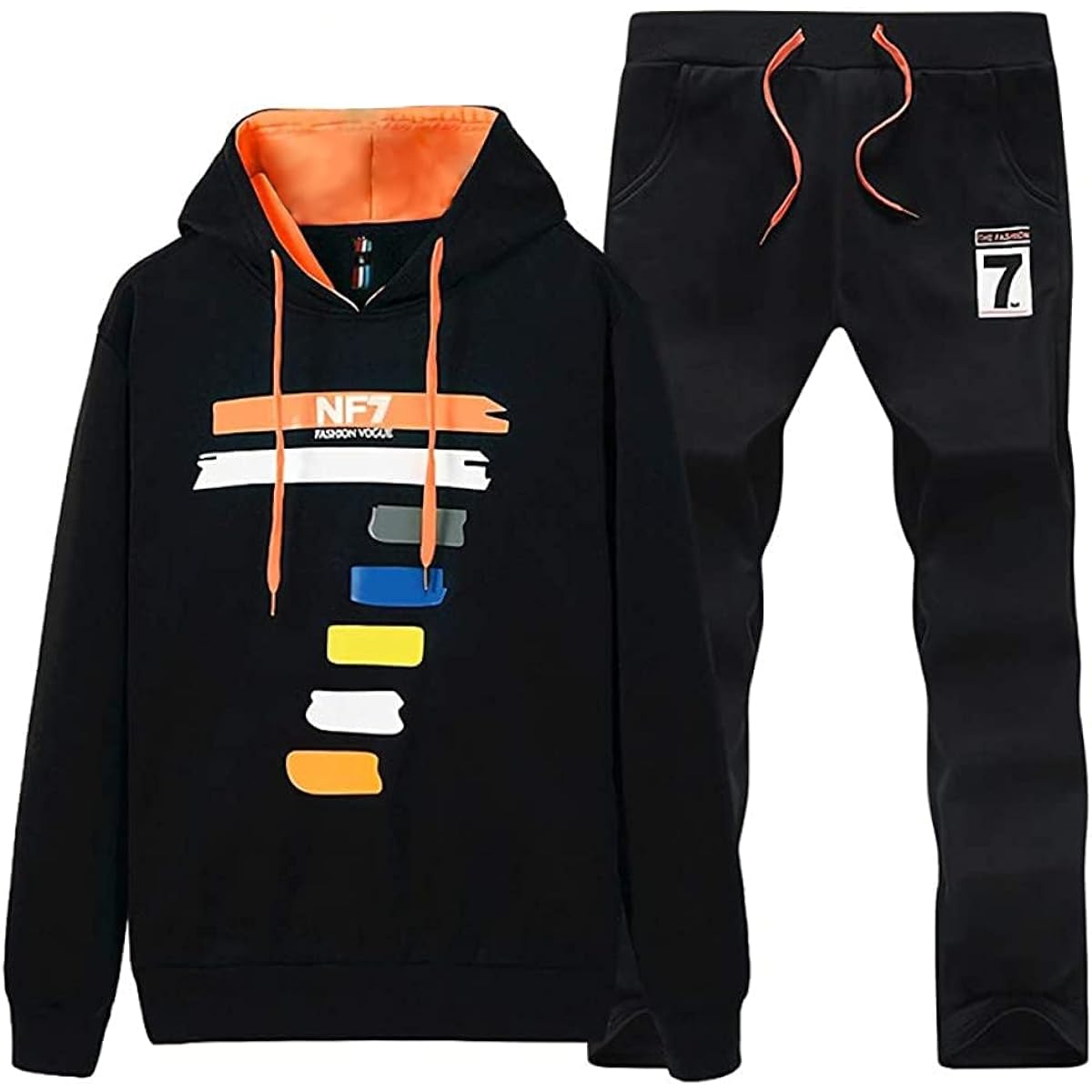 [aspersio] [aspersio] Pullover design sweatshirt colorful pants 2-piece set for men