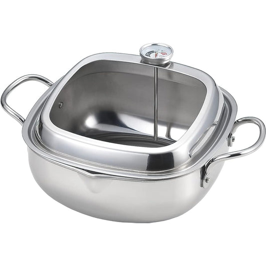 Shokusaitei Stainless Steel Square Tempura Pot 20cm TP-21
