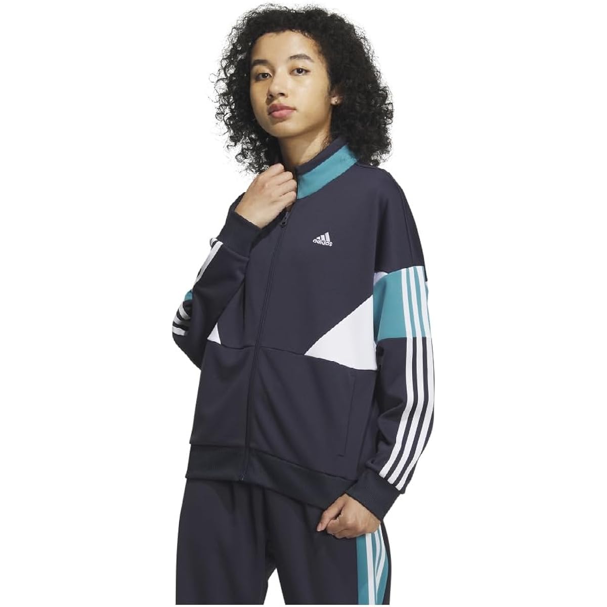 [Adidas] Jersey Top Seasonal Sportswear Loose Fit Color Block Double Knit Track Jacket JSY10 Women's