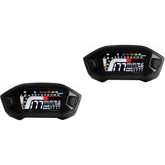 LED Indicator Odometer 2pcs Meter Digital Speedometer Motorcycle LED Display Tachometer Universal Gauge ABS LCD