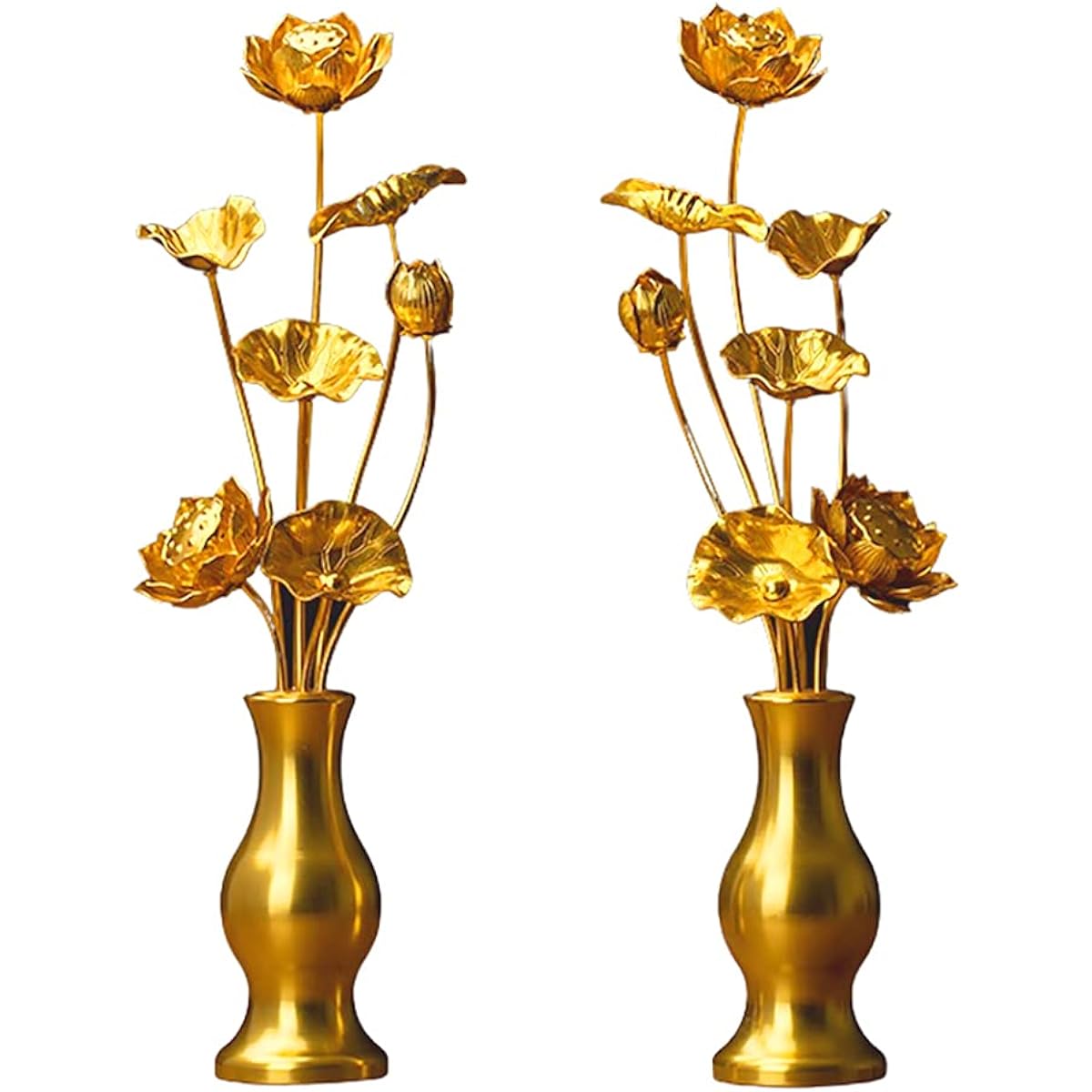 RAYWILL Constant Flower Set, Lotus Flowers, Bon Supplies, Lotus Flower, Lotus Flower, Aluminum with Flowers, Set of 2, Gold Color, Lotus Flowers, Never Wither, Buddhist Altar, Buddhist Altar, Buddhist