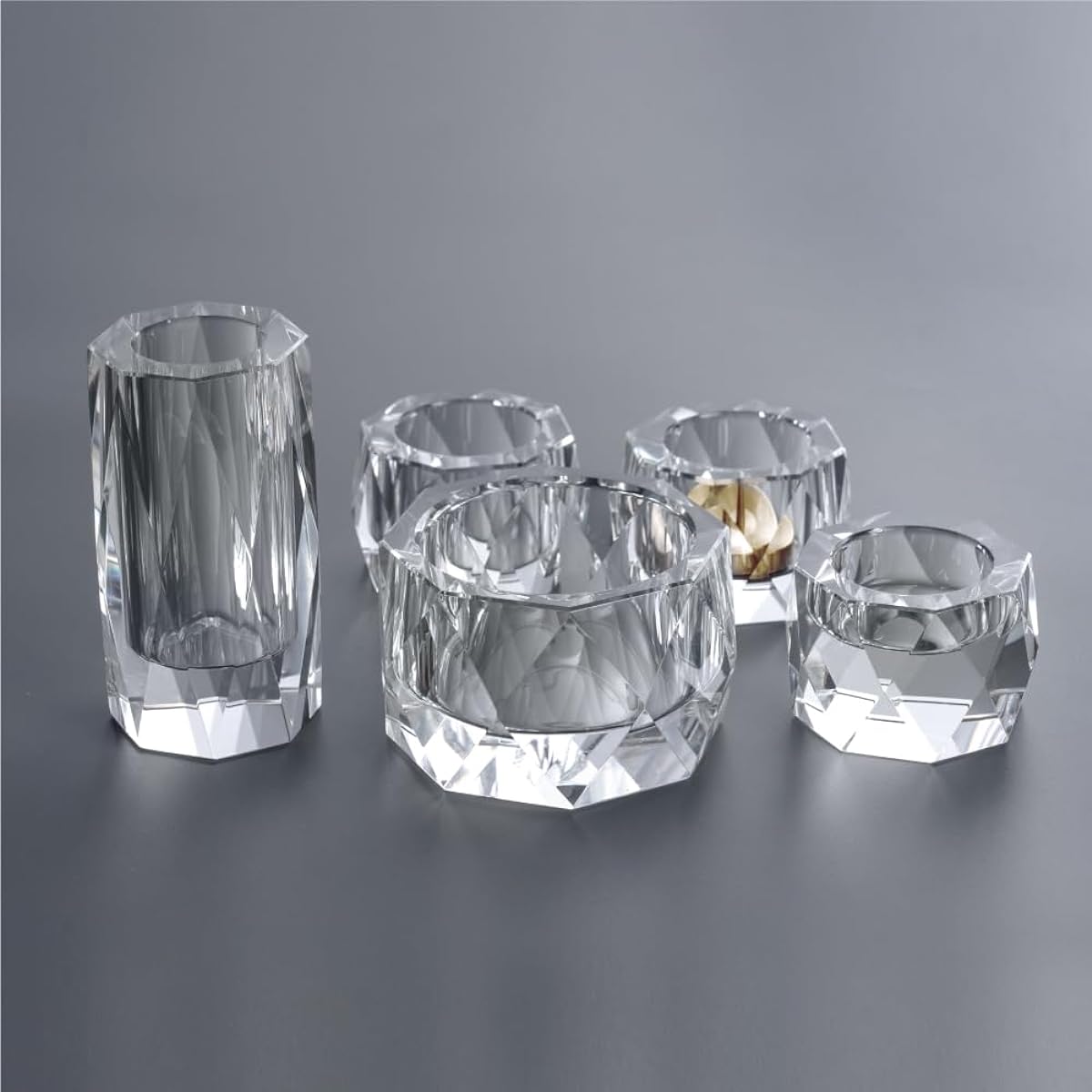 Buddhist altar fittings Pluto Clear 5 pieces 2.5 dimensions Crystal Buddhist fittings Modern Buddhist fittings set Stylish (Clear) Buddhist altar