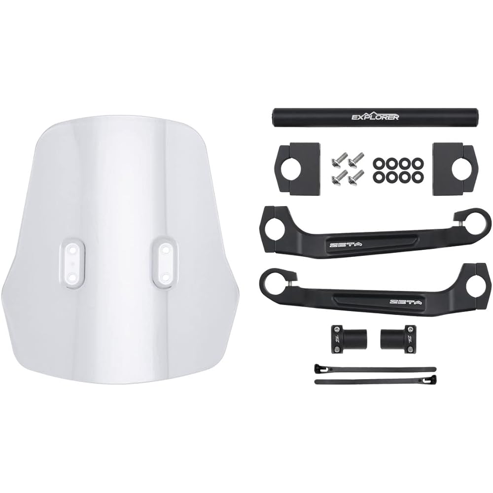 ZETA Explorer Windshield Handlebar Brace Mounted Type Standard Screen Type (For Handlebars with Brace) ZE70-5011