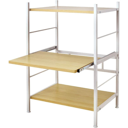 Tansu no Gen Range Rack, Width 60cm, Compatible with Large Ranges, Height 88cm, Sliding Shelf, Range Stand, Kitchen Wagon Rack, Kitchen Rack, Open Rack, Slim, Stylish, Natural 49200002(80951)