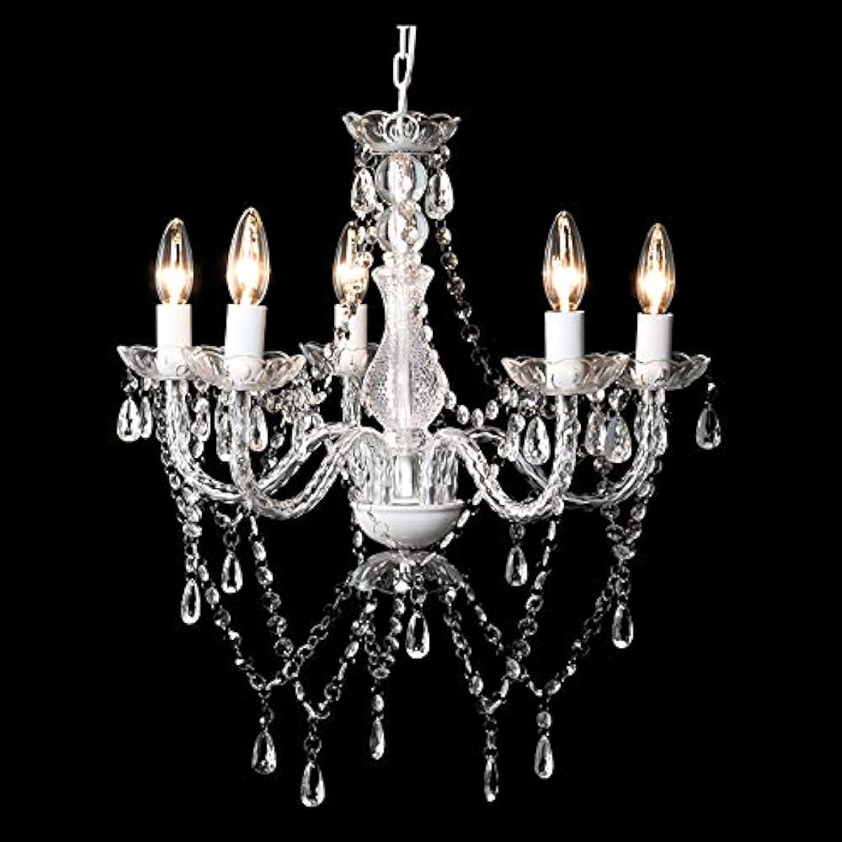 Hagiwara Chandelier Lighting 5 Lights Elegant [LED Bulb Compatible] No Construction Required Hanging Ceiling Can Be Installed Incandescent Light Set Clear NL-8606CL