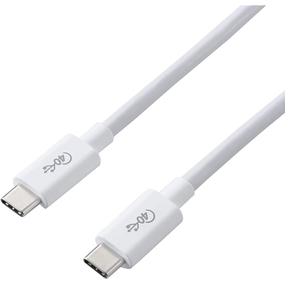 ELECOM USB Cable for Charging and Data Transfer TypeC & TypeC USB4 iPhone 15 Compatible USB Power Delivery Compatible 100W (20V/5A) Power Supply Up to 40Gbps Data Transfer 0.8m White USB4-CC5P08WH