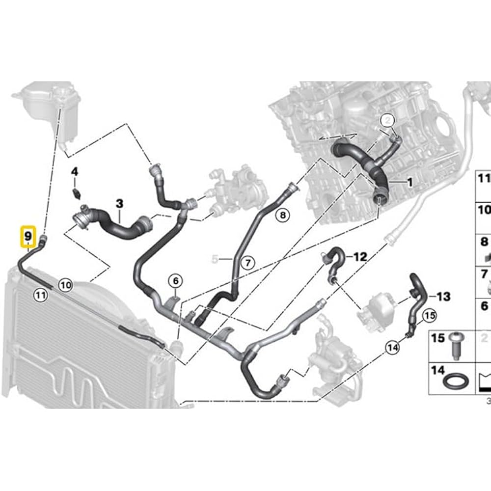 Car Parts Radiator Hose Expansion Tank from Radiator BM E87 E82 116i 118i 120i 17127565091 Car Parts