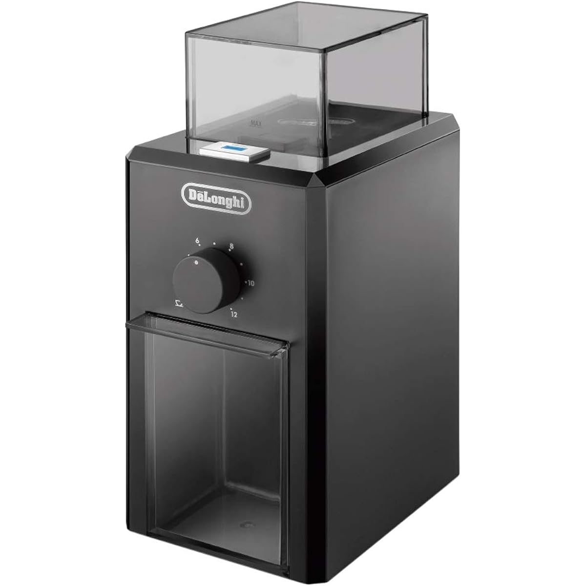 DeLonghi De'Longhi Coffee Grinder KG79J, Thin Type, Coffee Beans 120g, Easy Operation, Coarse to Fine Grinding, Detachable Container, Safe Design, Power Cord Holder [Black] 3 Year Warranty with Family Registration