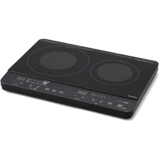 2 Burner IH Stove Black IHK-WKT22-B Iris Ohyama