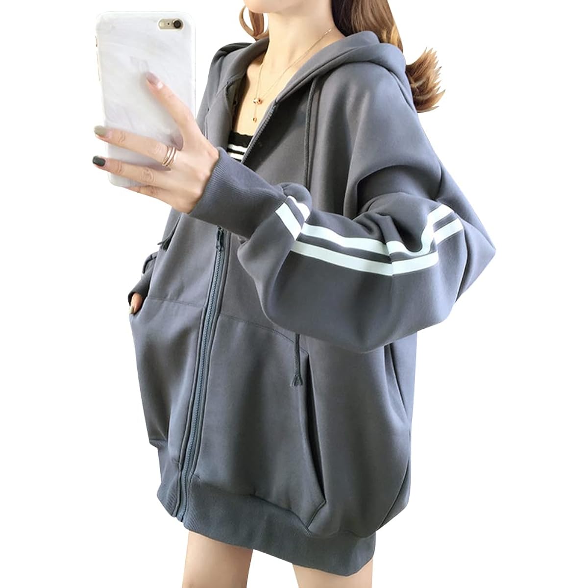 [Ressh.N] Oversized Parka Women's Thin Loose Body Covering Zip Up Room Wear