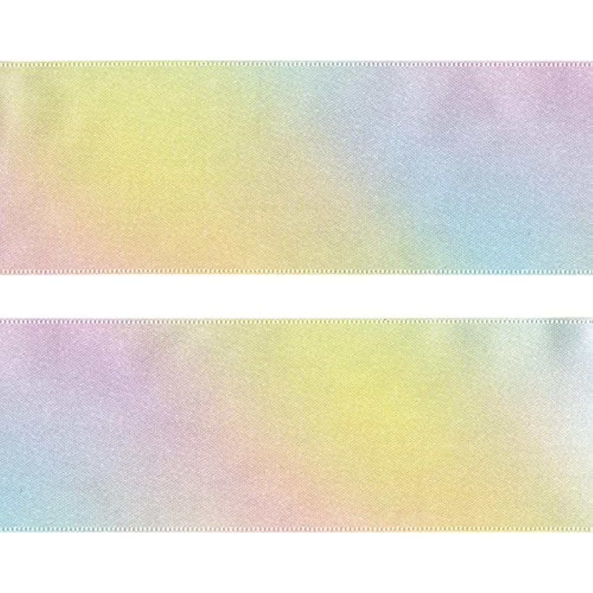 Konishi Ribbon Pastel Rainbow Pattern Double Satin Ribbon 48mm width x 30m roll KR3571-48MM-1