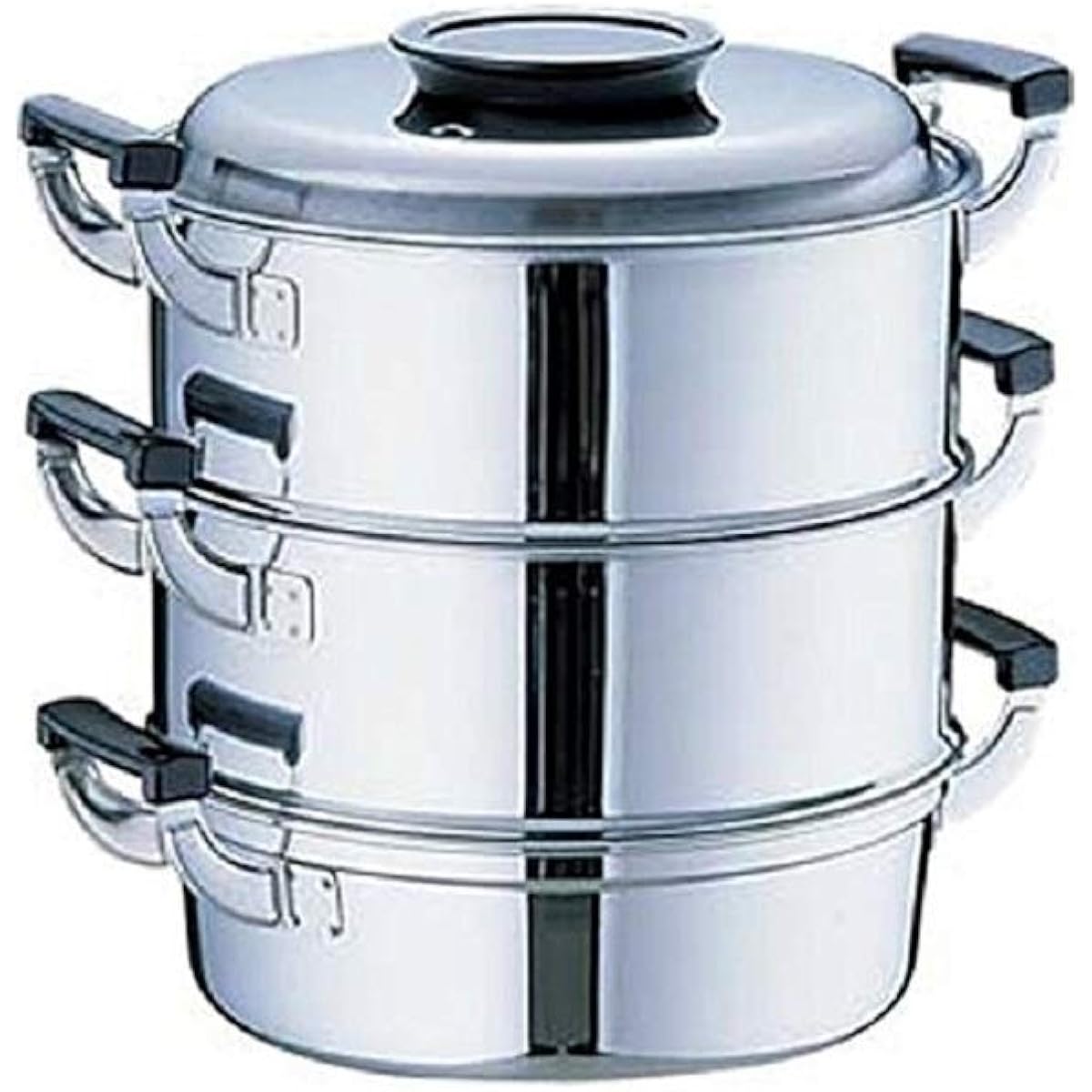 Mikojima Seisakusho Peach Seal Round Steamer 29cm 3 Tiers 18-0 Stainless Steel Japan AMS72293