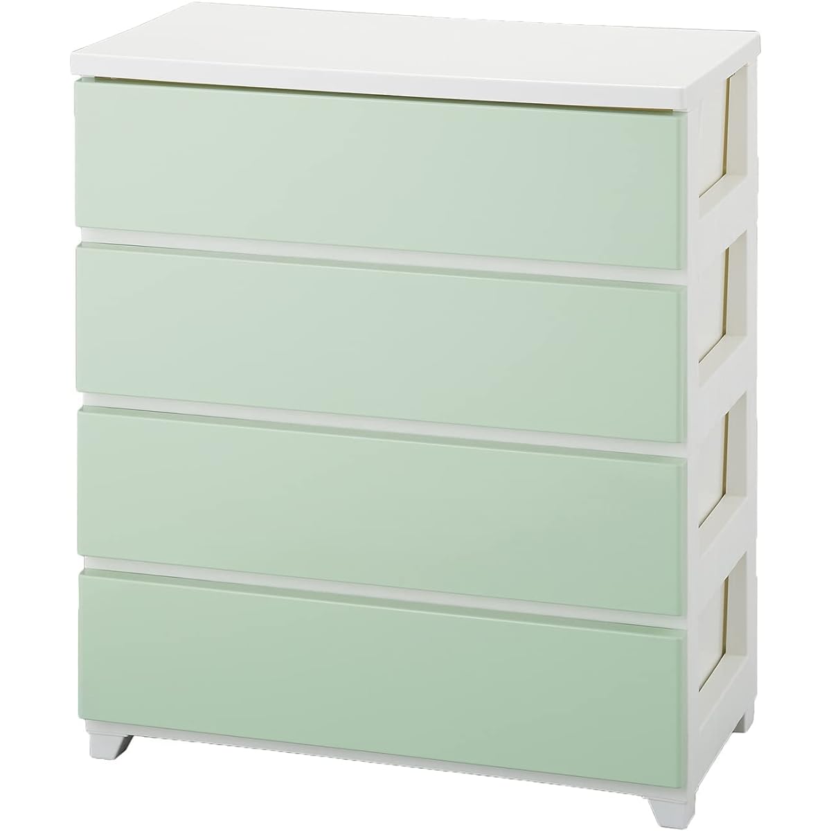 JEJ Astage Storage Case, 4 Tiers, Color Style Chest, Wide 4 Tiers, White Green, Made in Japan, Easy Assembly