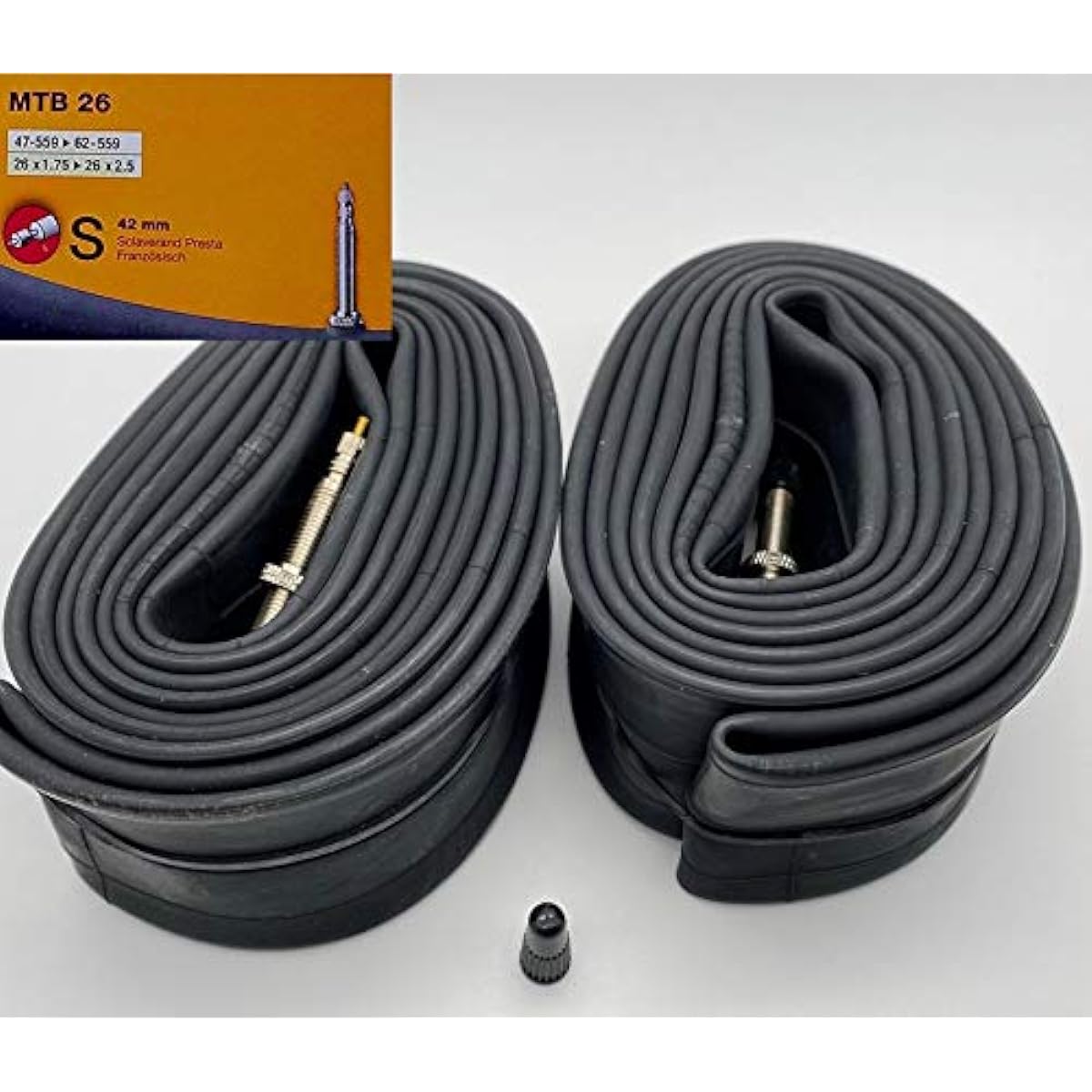 Set of 2 Continental Continental Tube MTB26 S42 26×1.75-2.5 Presta Valve 42mm Bicycle [Simple Package Version] [Parallel Import]