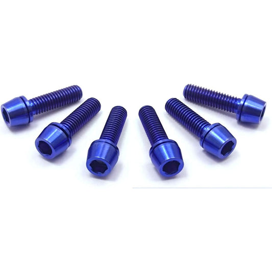 EGWORKS High Strength 64 Titanium Bolt ULTRA-Ti™ M5/18mm for Stem with Washer Sunset Blue Set of 6