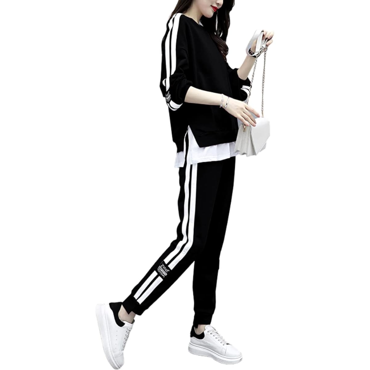 [FARFADET] Jersey Top and Bottom Set, Sweatshirt Setup, Women's Loungewear, Sportswear, 2 Lines, Spring, Summer