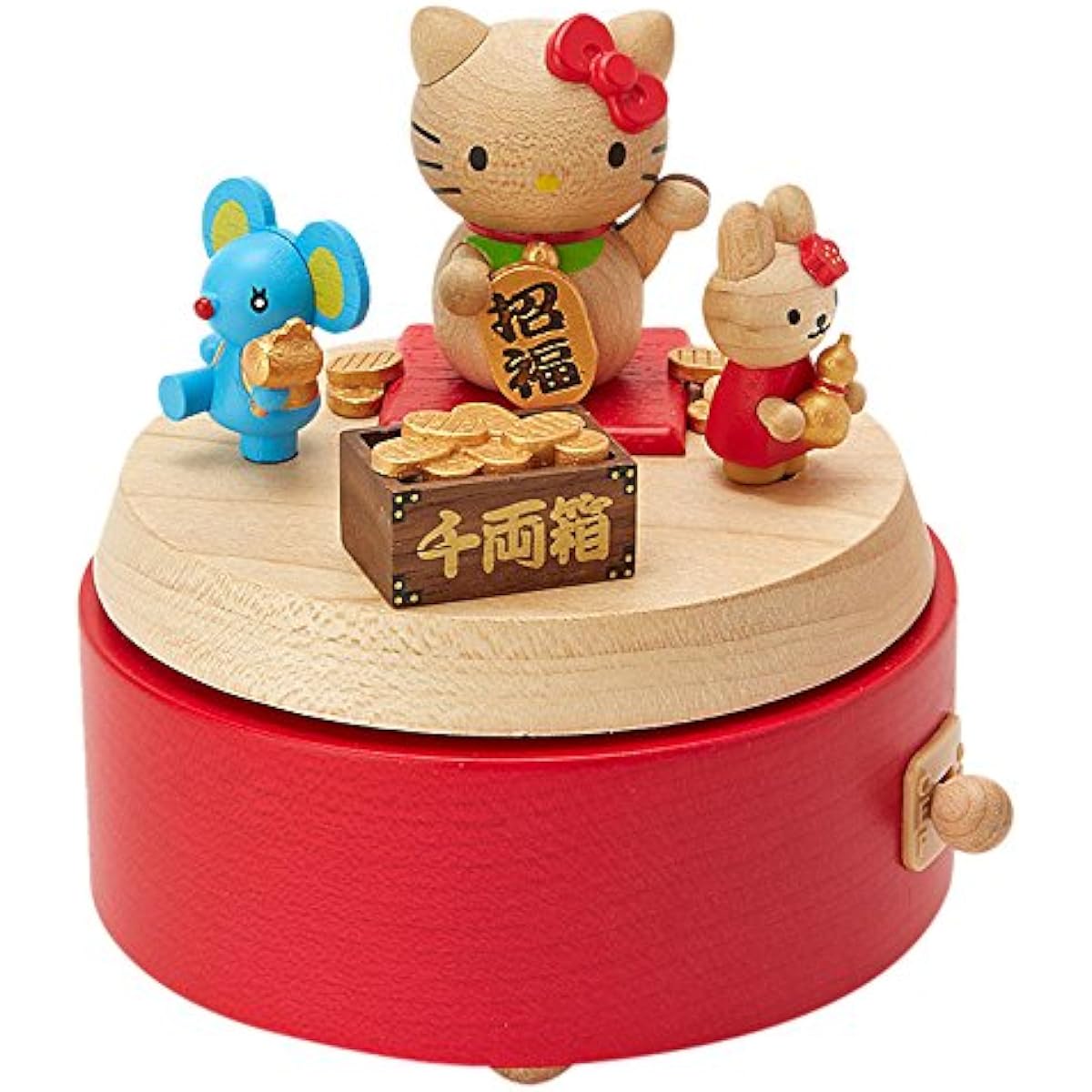 Sanrio Wooden Music Box Hello Kitty Lucky Charm H 9151 Red Brown 577871