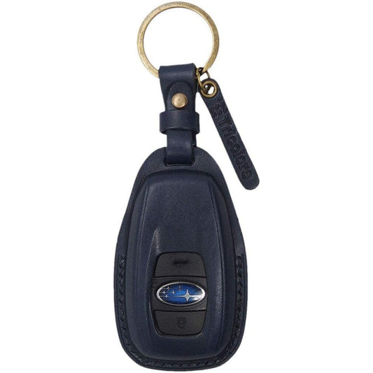 Tricolore Exchange Subaru 3 Button Fully Hand-stitched Genuine Leather Smart Key Case [1SC6U0033] Navy 1SC6U0033-L