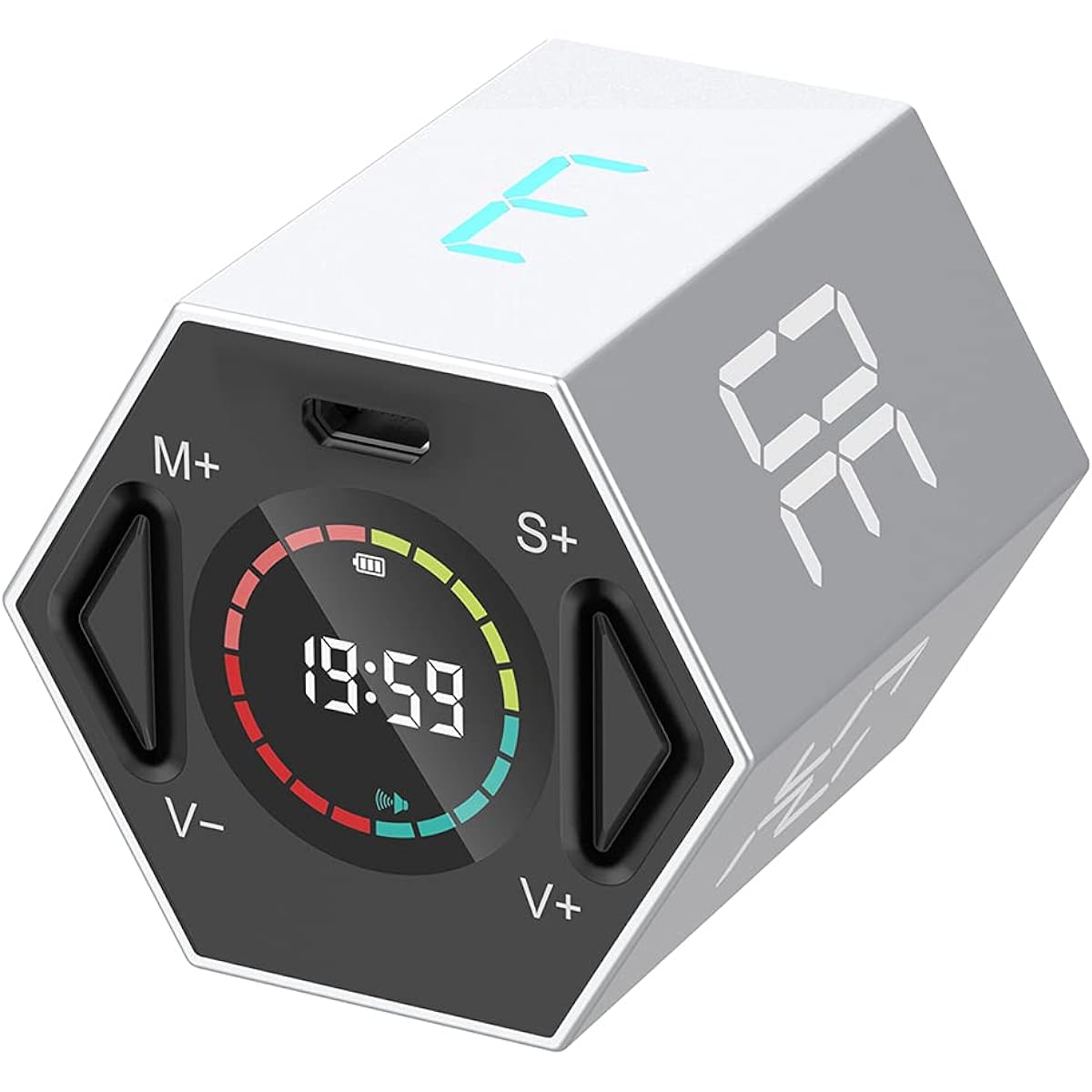 [Time management for working from home] TickTime Preset timer for studying, cooking, exercising, meetings, improving productivity, easy to operate, 58g lightweight, compact, mute switch, rechargeable, up to 99 minutes 59 seconds, silver