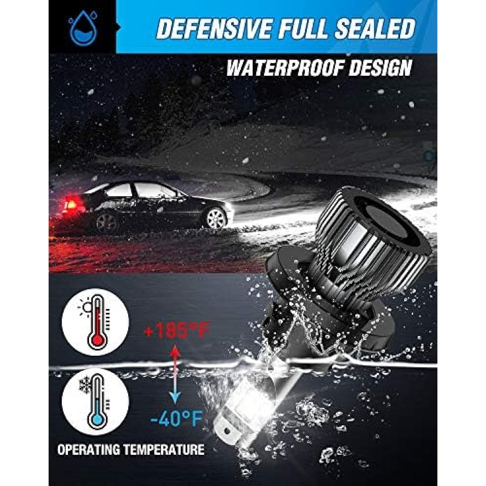 NILIGHT H13 LED bulb H13/9008 HI/LO BEAM LED Light bulb 6500K H13 LED Light bulb cool white IP67