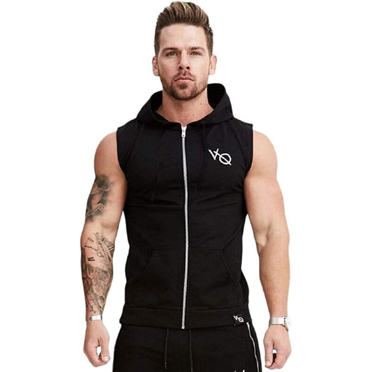 [Aokbok] Sleeveless Parka Men's Hooded Vest Quick Dry Training Sports Wear Sleeveless Gym Muscle Training Body Building Dragonfly