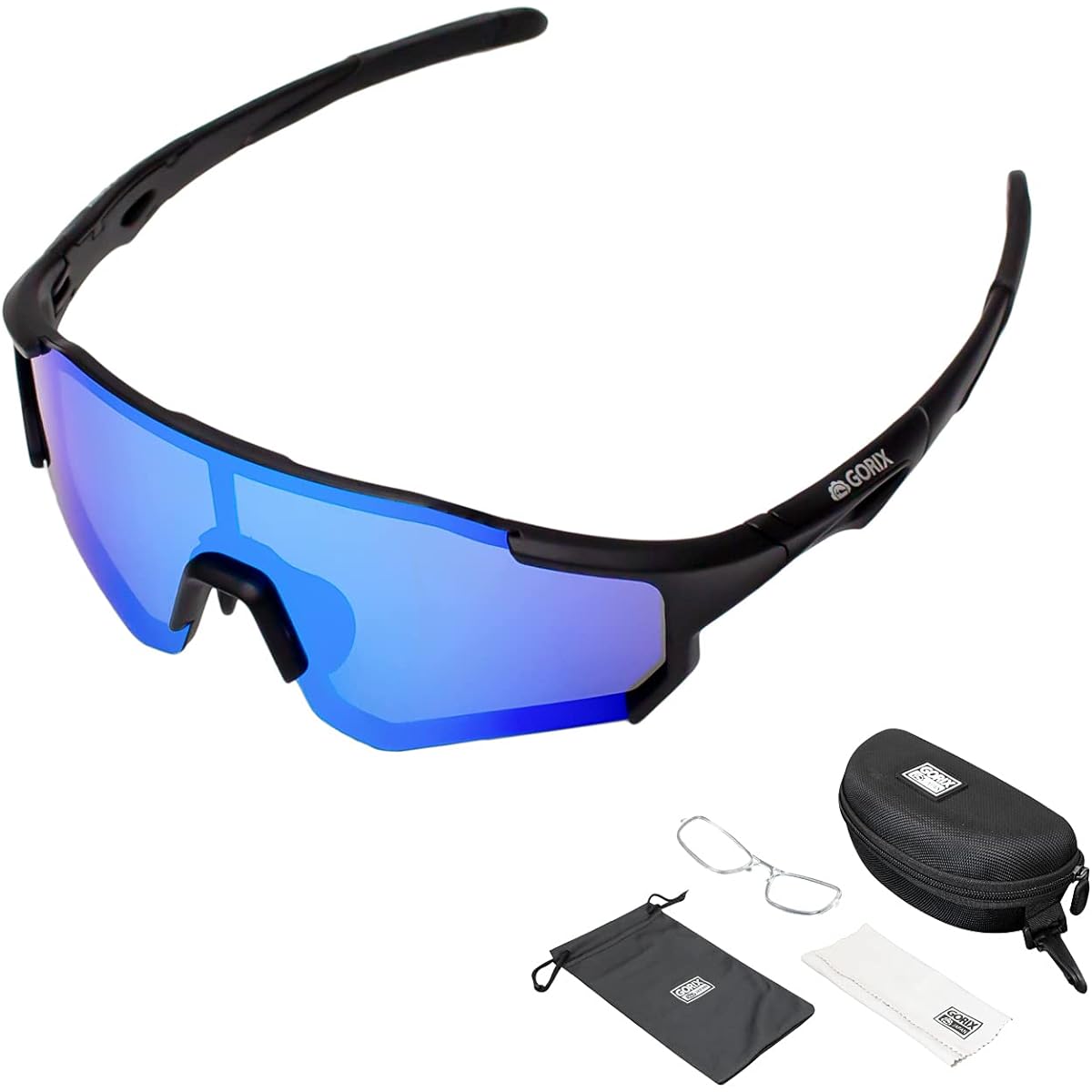 [Golix] Polarized Sunglasses, Bicycle, Men's, Women's, UV400 Sports Sunglasses (GS-0218), Polarized Lens, Blue Lens, Stylish, Road Bike, Fishing, Golf, Running, Lightweight, Inner Frame Included