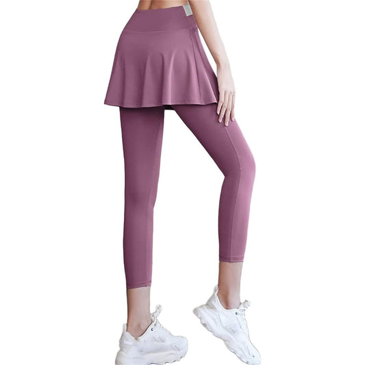 [CREAM] Women's Yoga Pants, Leggings with Skirt, Yoga Wear, Sportswear