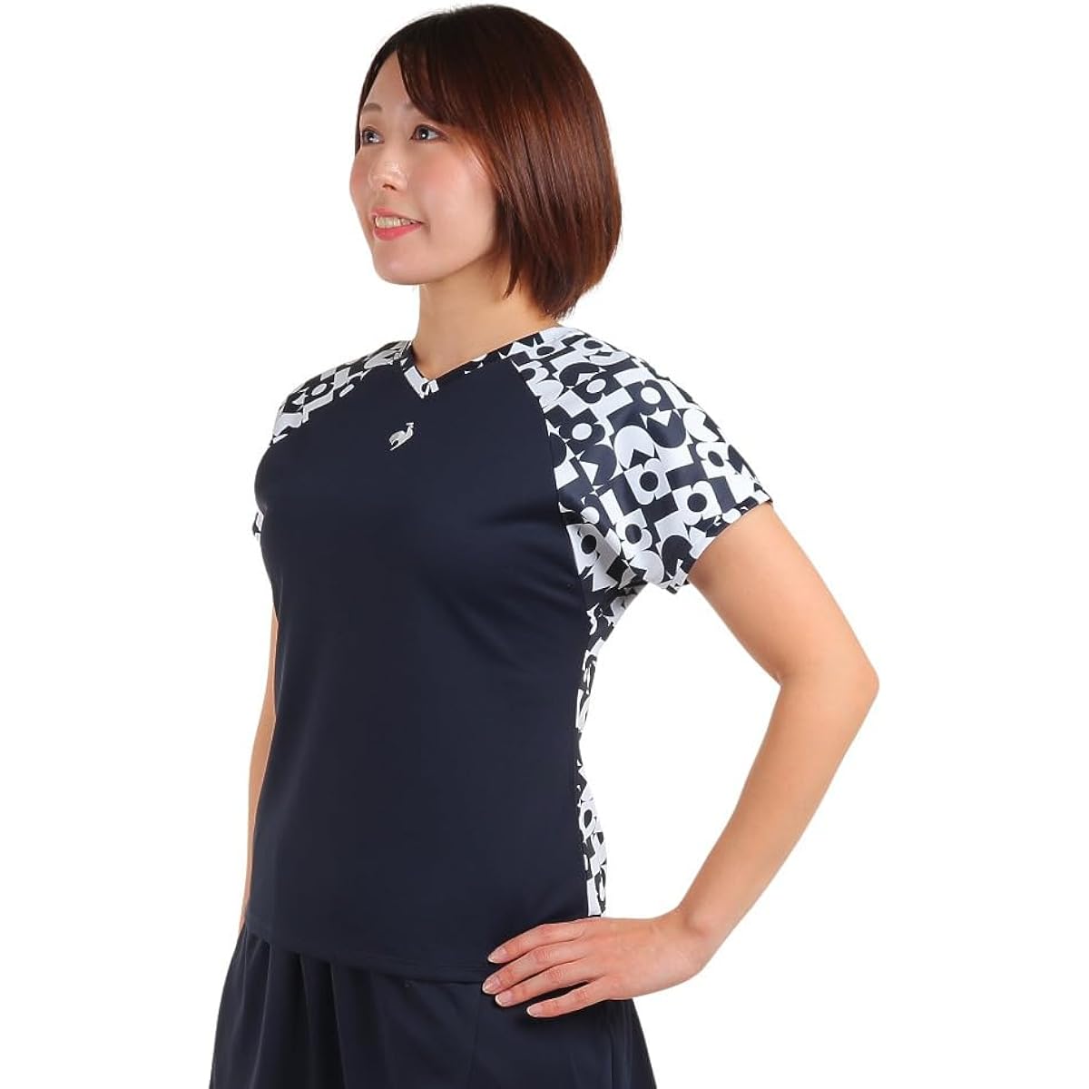 [Le Coq Sportif] T-Shirt, Short Sleeve Game Shirt [2WAY] Front and Back Graphic Game Shirt UV CUT (UPF50+) SUNSCREEN Reversible JTA Official Official Match Sunscreen Women's