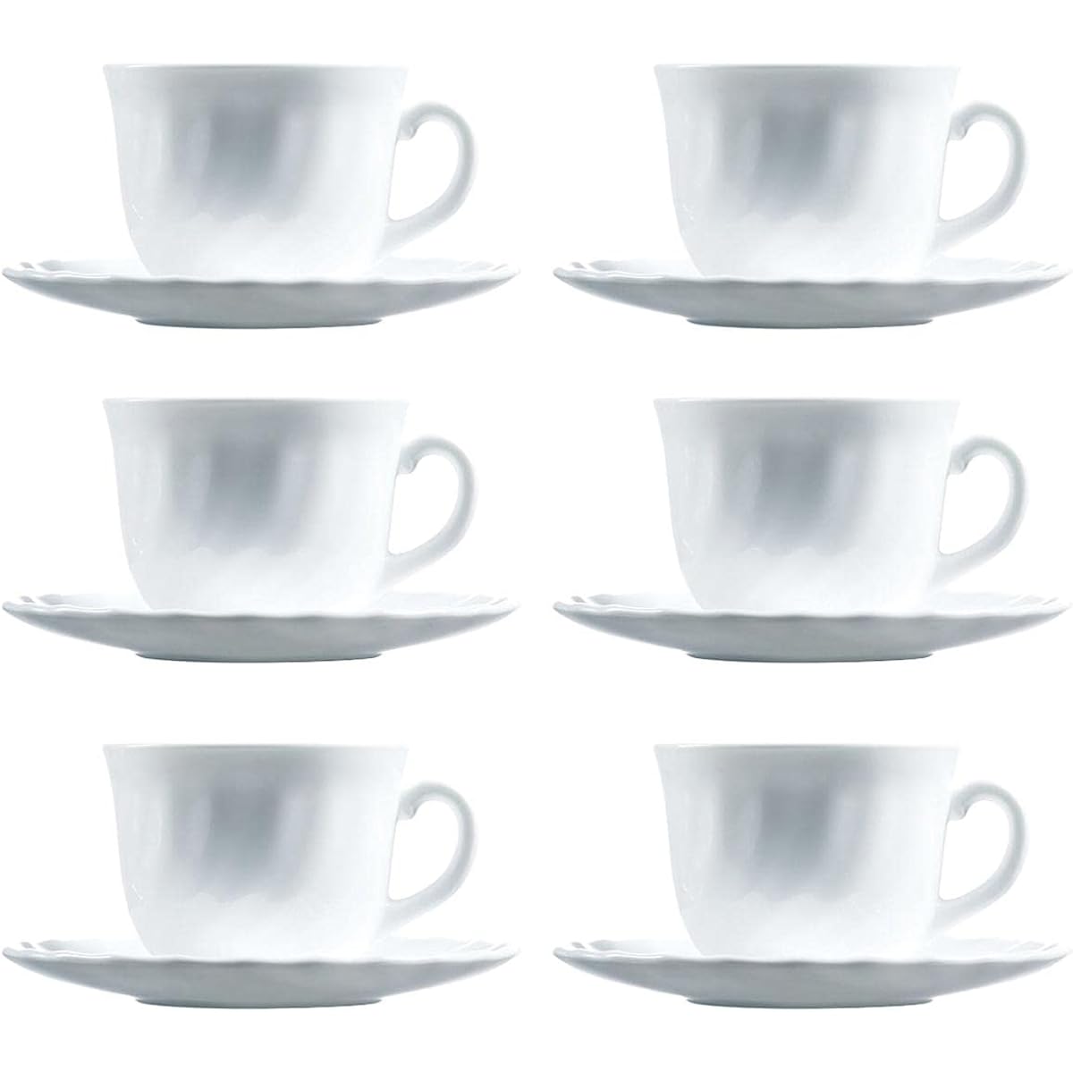 ALC International Trianon Cup & Saucer E8845(51947) Fully Physically Tempered Glass (Opal Glass) France (6 Pieces) RKT36