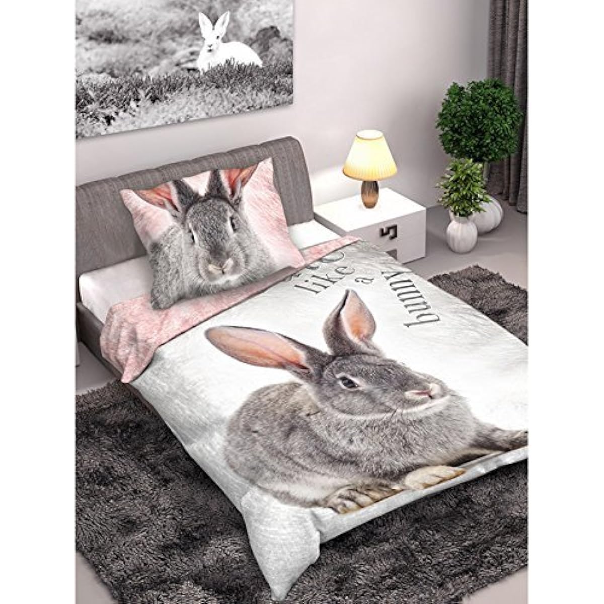 Bunny Rabbit Single Duvet Cover + Pillowcase 3151 [Parallel Import]