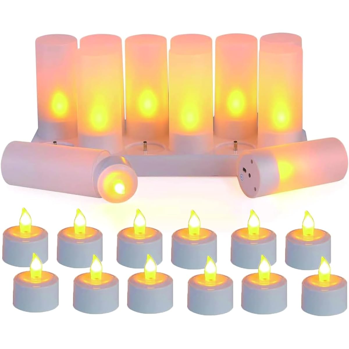 Leweet Upgraded LED Candle Light, Rechargeable Candle Light, Set of 12, Indoor/Outdoor Decorative Christmas Tree Ornament/Halloween/Wedding/Birthday/Party Holiday/Spa/Valentine/Hotel/Restaurant Decoration Japanese Instruction Manual White