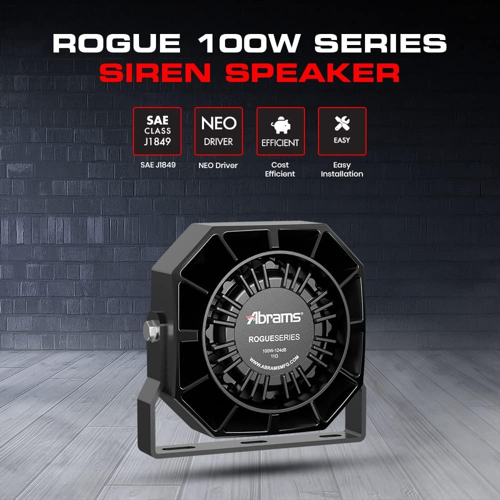 Abrams Rouge 100-Watt Siren Speaker High Performance (Fits All 100-Watt Sirens) Ultra Thin