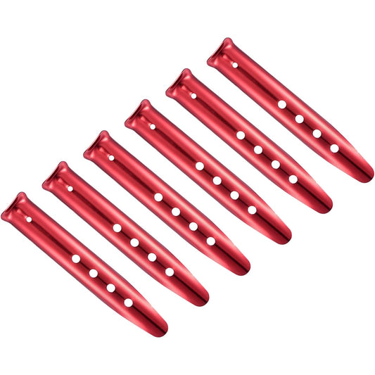 M METERXITY 6pcs Aluminum Tent Stakes Beach Snow Ground Pegs with Holes U Shape for Outdoor/Camping/Hiking 23 cm Red