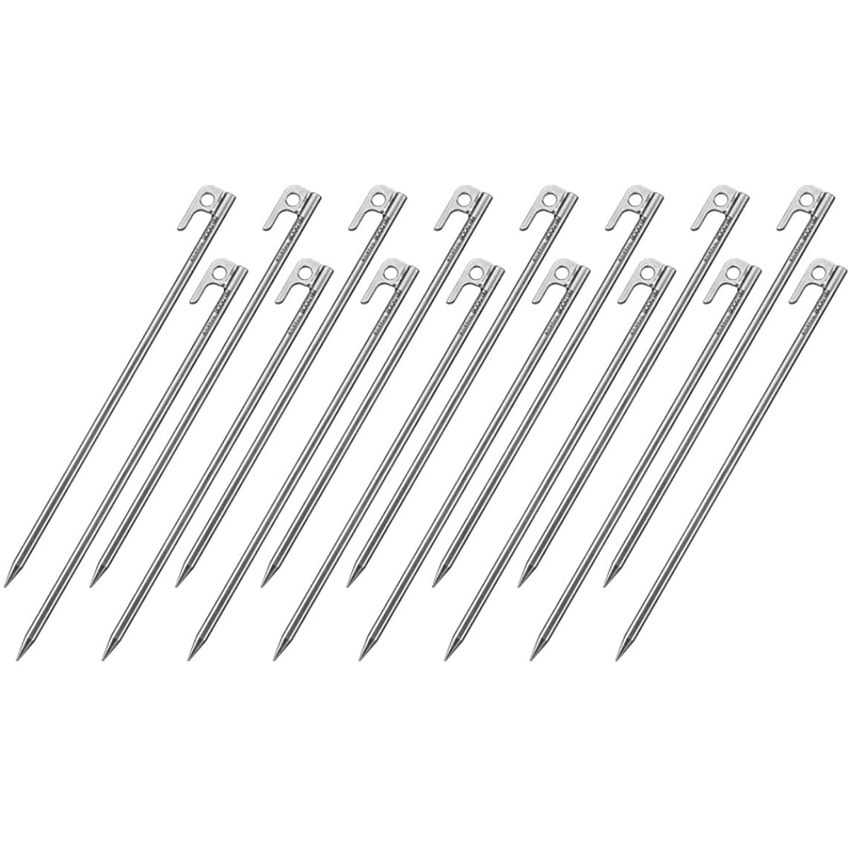 FIELDOOR Titanium pegs for tents and tarps, 20cm/24cm/30cm, 8 pieces set/16 pieces set, light and strong titanium pegs, corrosion resistant, sturdy, ultra lightweight, solo camping, touring, camping equipment, outdoor
