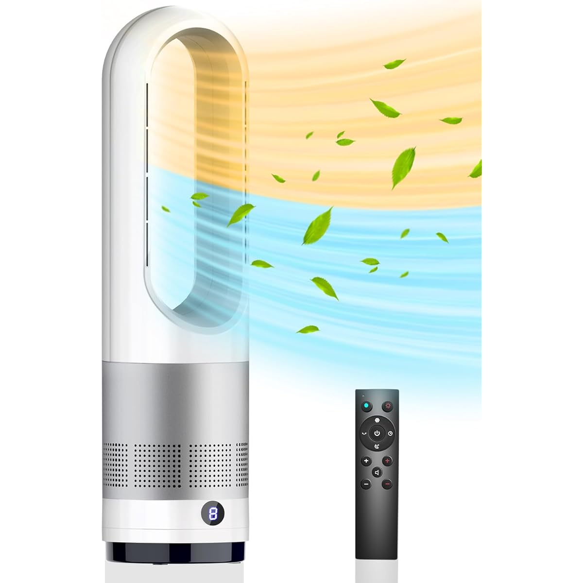 Ceramic Fan Heater (Air Conditioning / Energy Saving), Fast Heating Equipment, 8 Levels of Cold / 3 Levels of Warm Air, Automatic Oscillation, 1-9 Shut-off Timer, Remote Control, Prevents Forgetting
