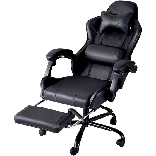CYBER-GROUND Gaming Chair Office Chair Desk Chair Footrest 170 Degree Reclining Bucket Seat Cushion Soft Leather Tansu no Gen Chair Chair Black 31510016 03(63951)