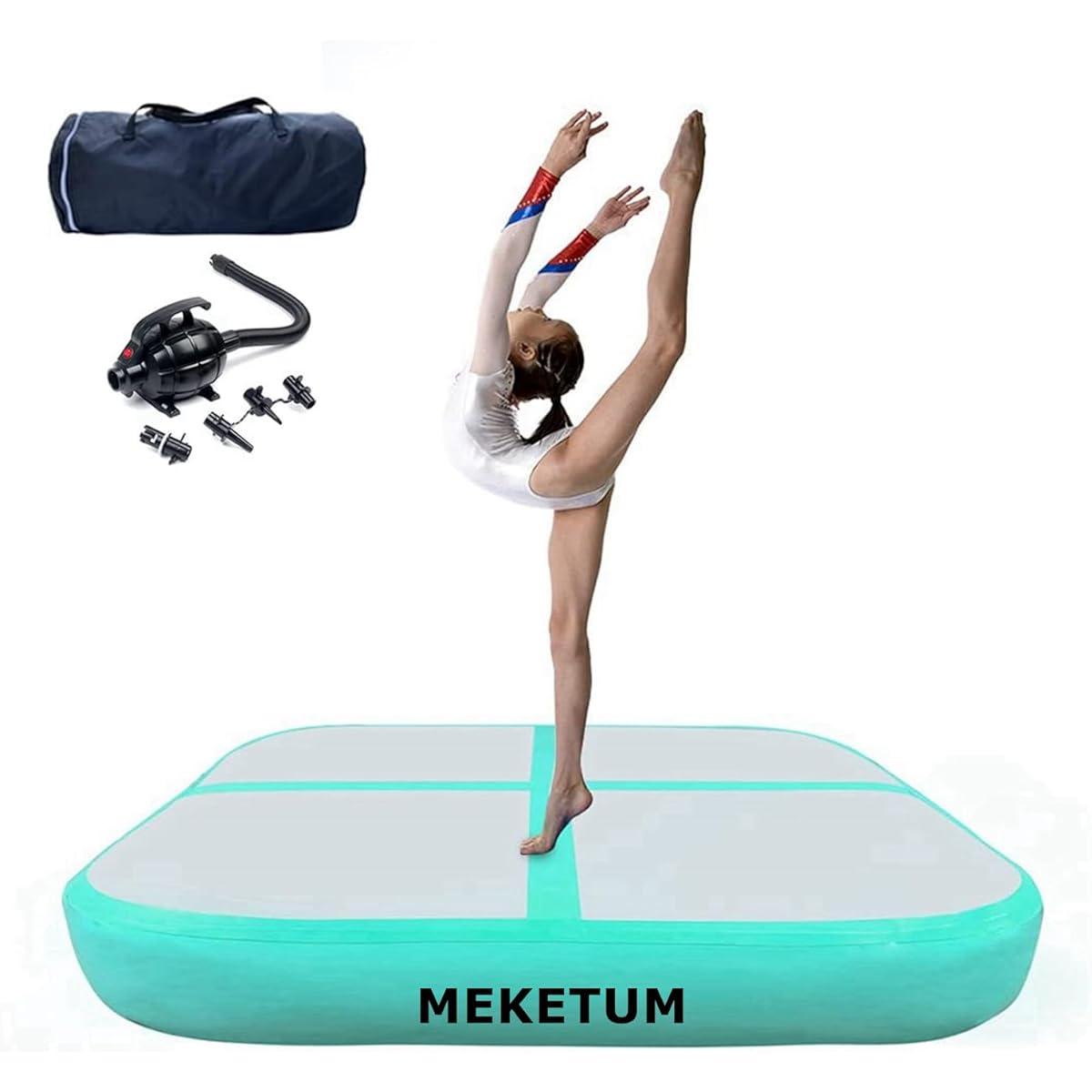 Air Roller Gymnastics Barrel Tumbling Mat Inflatable 60/75/90cm Air Spot Tumble Track Mat Back Bend Trainer with Electric Air Pump for Training/Yoga/Backflip/Home Use