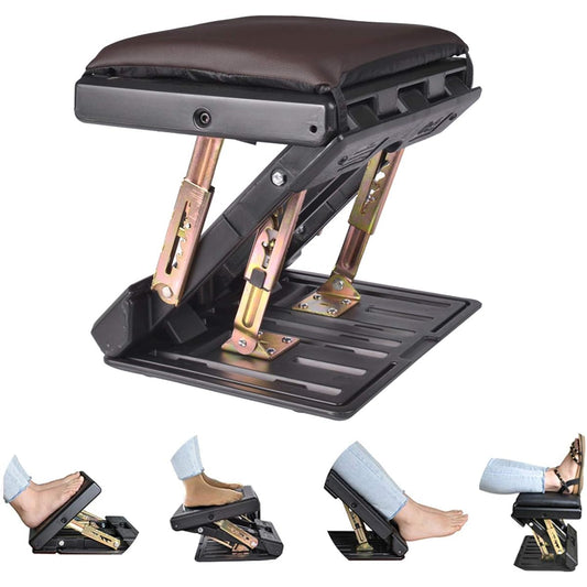 Footrest Angle and Height Adjustable Footrest Folding Shinkansen Office Anti-Swelling Feet Brown