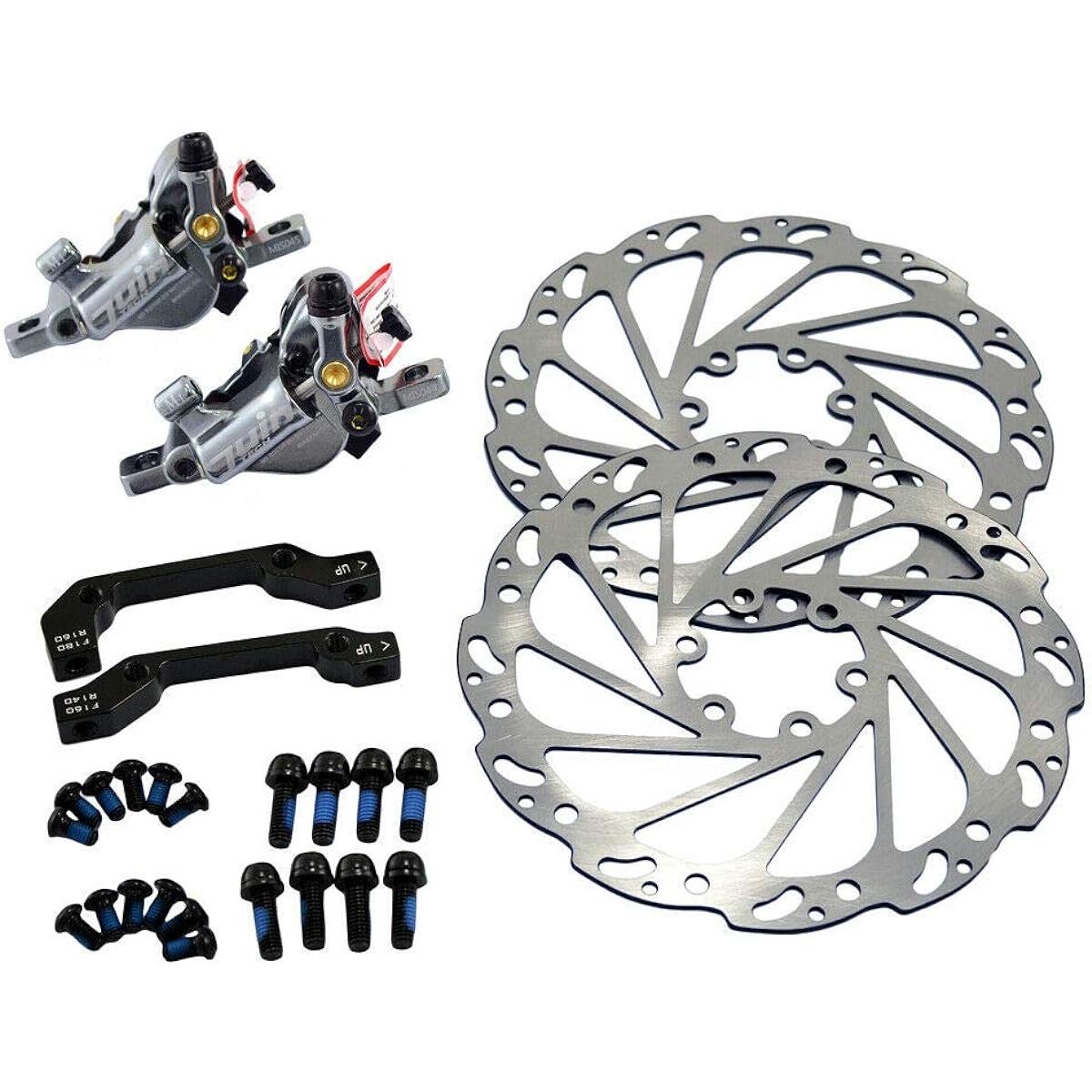 JUIN TECH M1 Hydraulic MTB E-Bike Disc Brake Set 160mm with Rotor, Front and Rear, Gray, JT1949