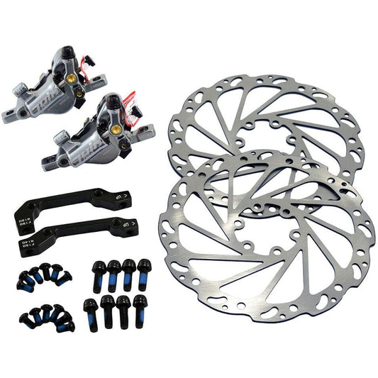 JUIN TECH M1 Hydraulic MTB E-Bike Disc Brake Set 160mm with Rotor, Front and Rear, Gray, JT1949